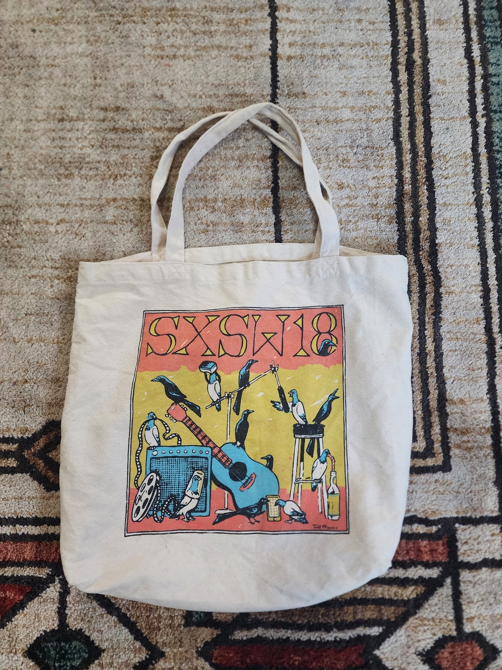 SXSW18 Graphic Cotton Tote Bag - Cream